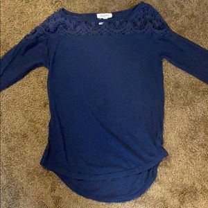 Navy blue top - XS, lace on top and 3/4 sleeve